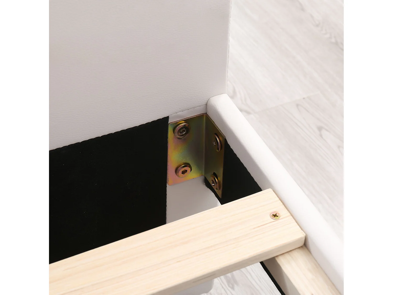 Lit adulte 140x200 cm - Lit ado avec 2 tiroirs - sommier à lattes bois - PU blanc