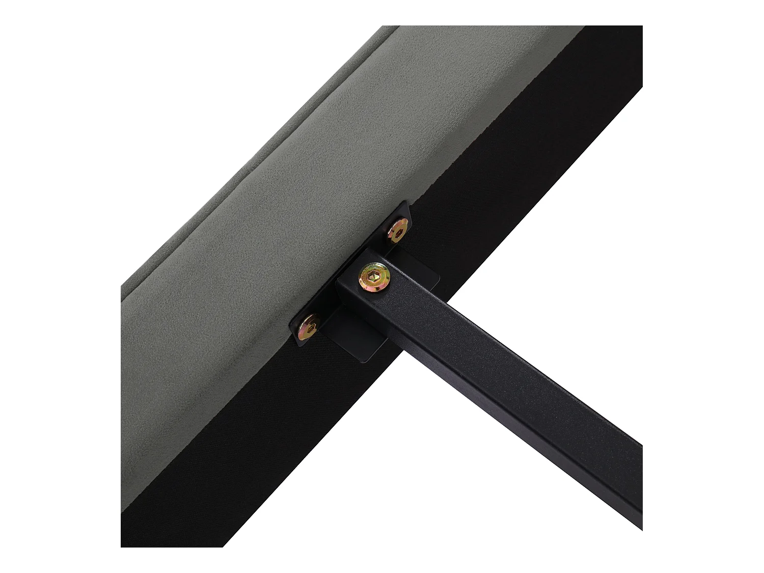 Lit adulte 180x200 cm - Lit double avec sommier à lattes en bois et tête de lit tapissée - velours gris