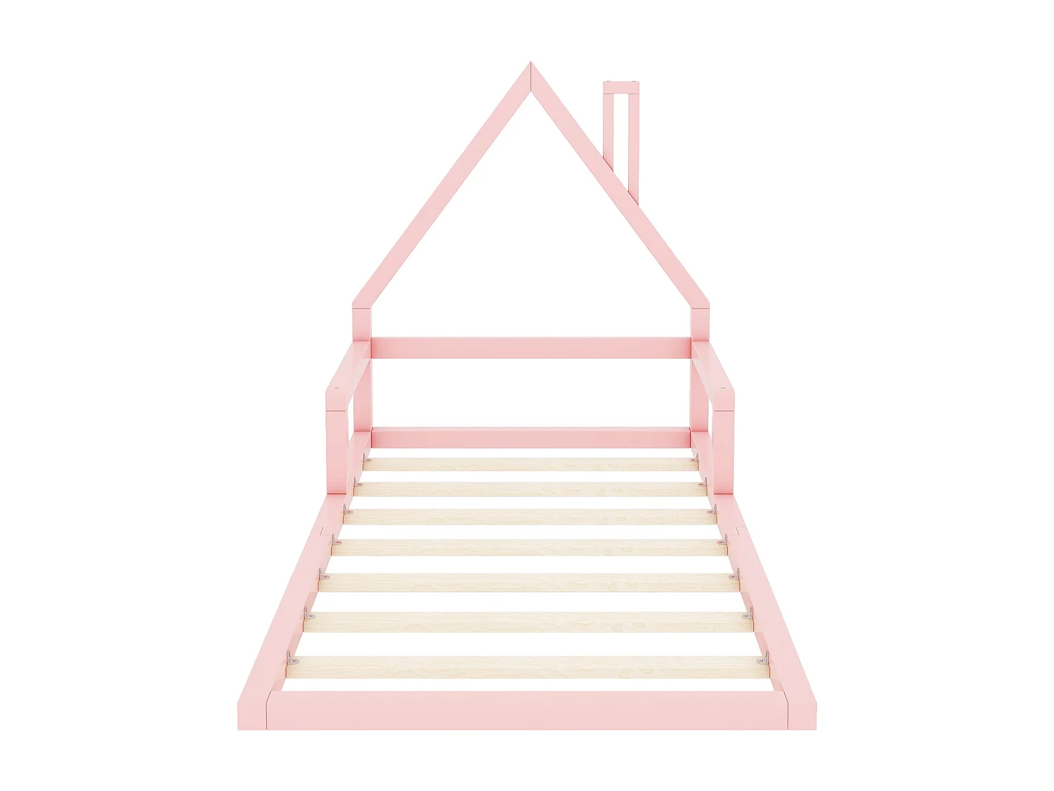 Lettino per bambini 90x200 cm - Letto singolo con rete a doghe - Pino - rosa - senza materasso