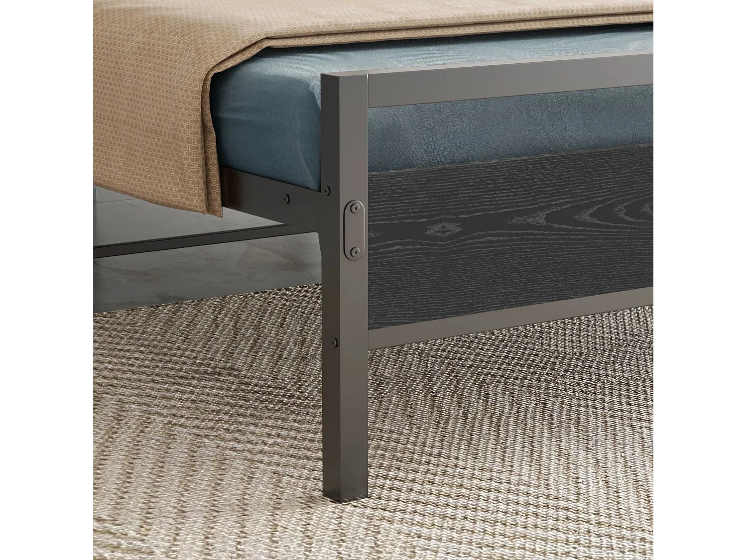 Lit enfant en métal 90x200 cm noir - Lit simple - sans matelas