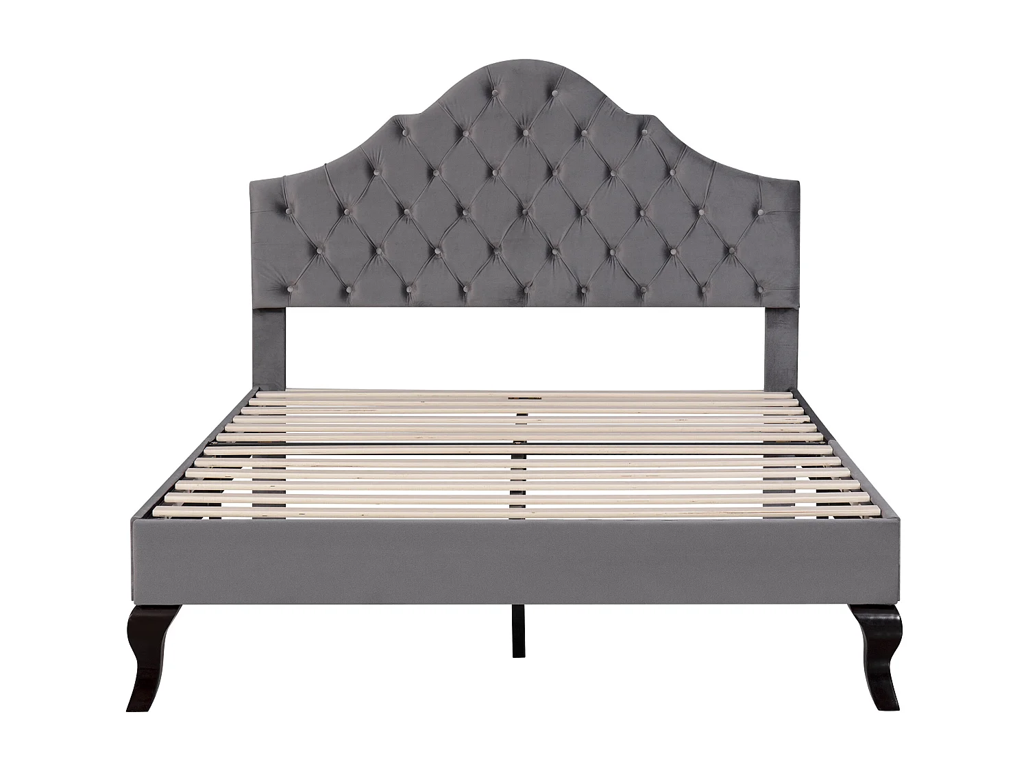 Lit double 140x200 cm - Lit adulte avec tête de lit réglable et sommier à lattes - velours gris