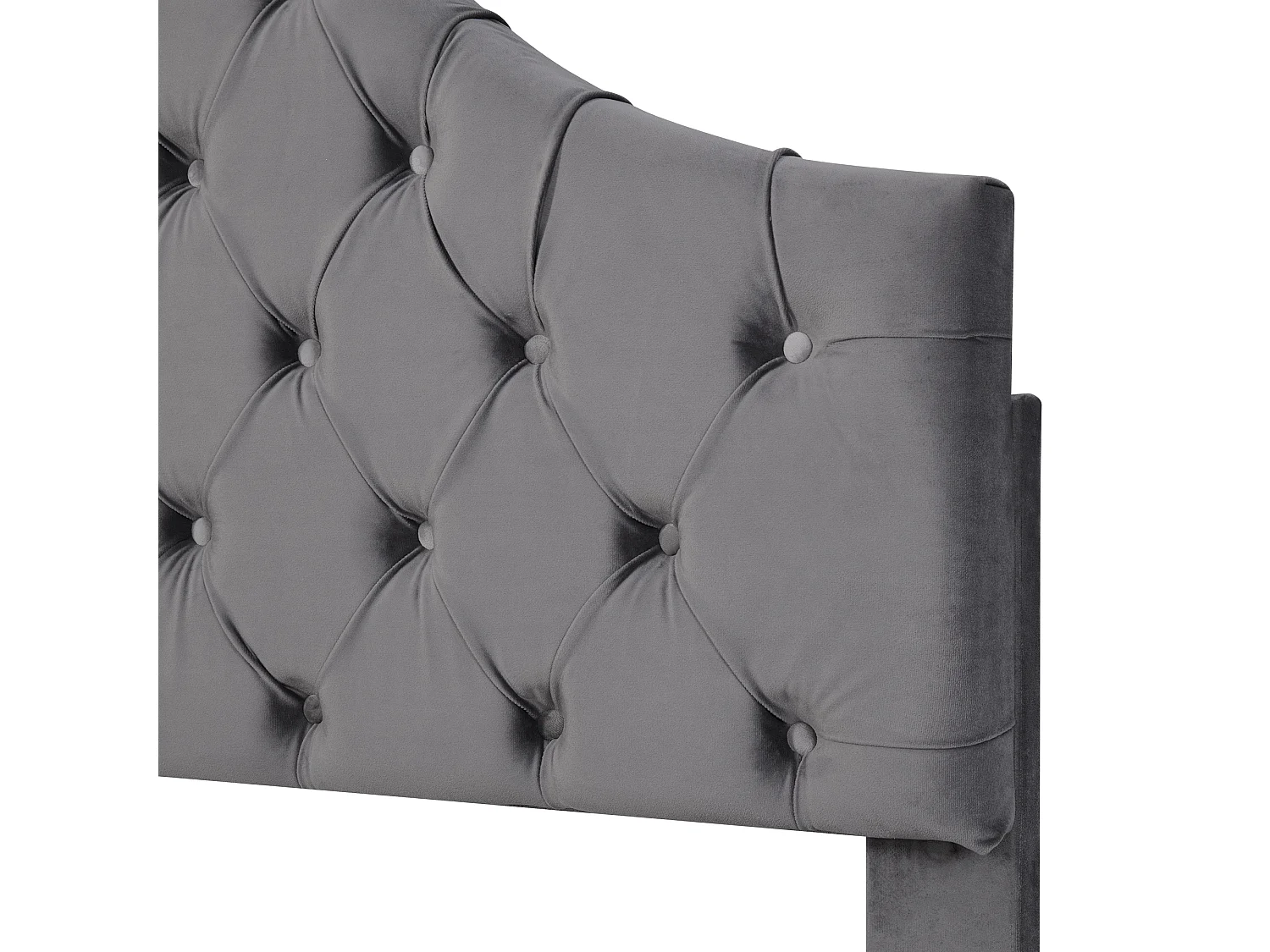 Lit double 140x200 cm - Lit adulte avec tête de lit réglable et sommier à lattes - velours gris