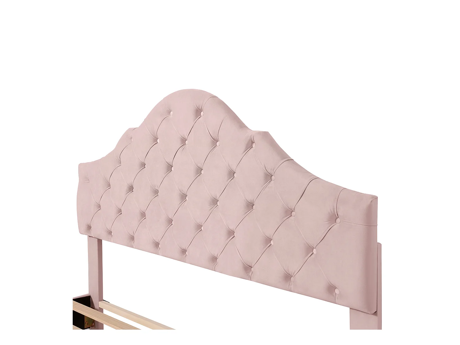 Lit adulte 140x200 cm - Lit double avec tête de lit réglable et sommier à lattes - velours rose