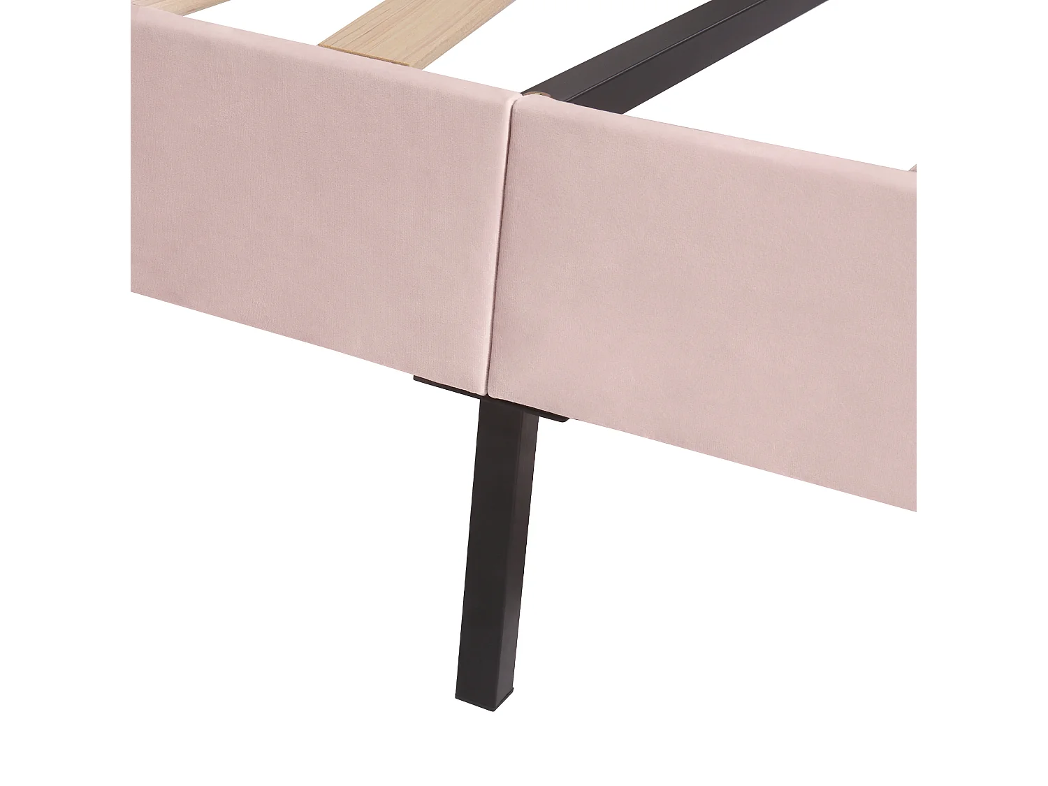 Lit adulte 140x200 cm - Lit double avec tête de lit réglable et sommier à lattes - velours rose