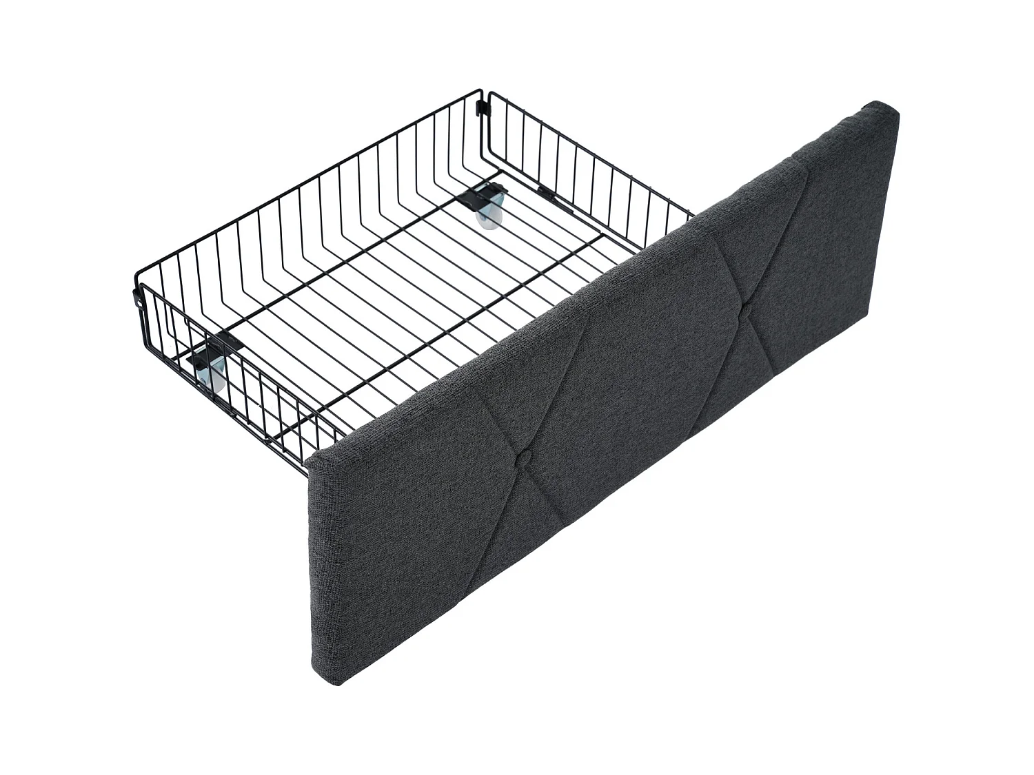 Lit double 140x200 cm - Lit adulte avec fonction de charge USB - 4 tiroirs - lin gris - sans matelas