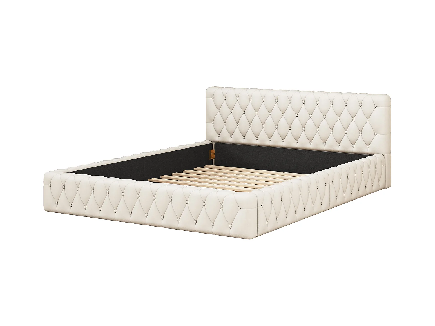 Lit adulte 140x200 cm beige, lit adulte en velours, sans matelas