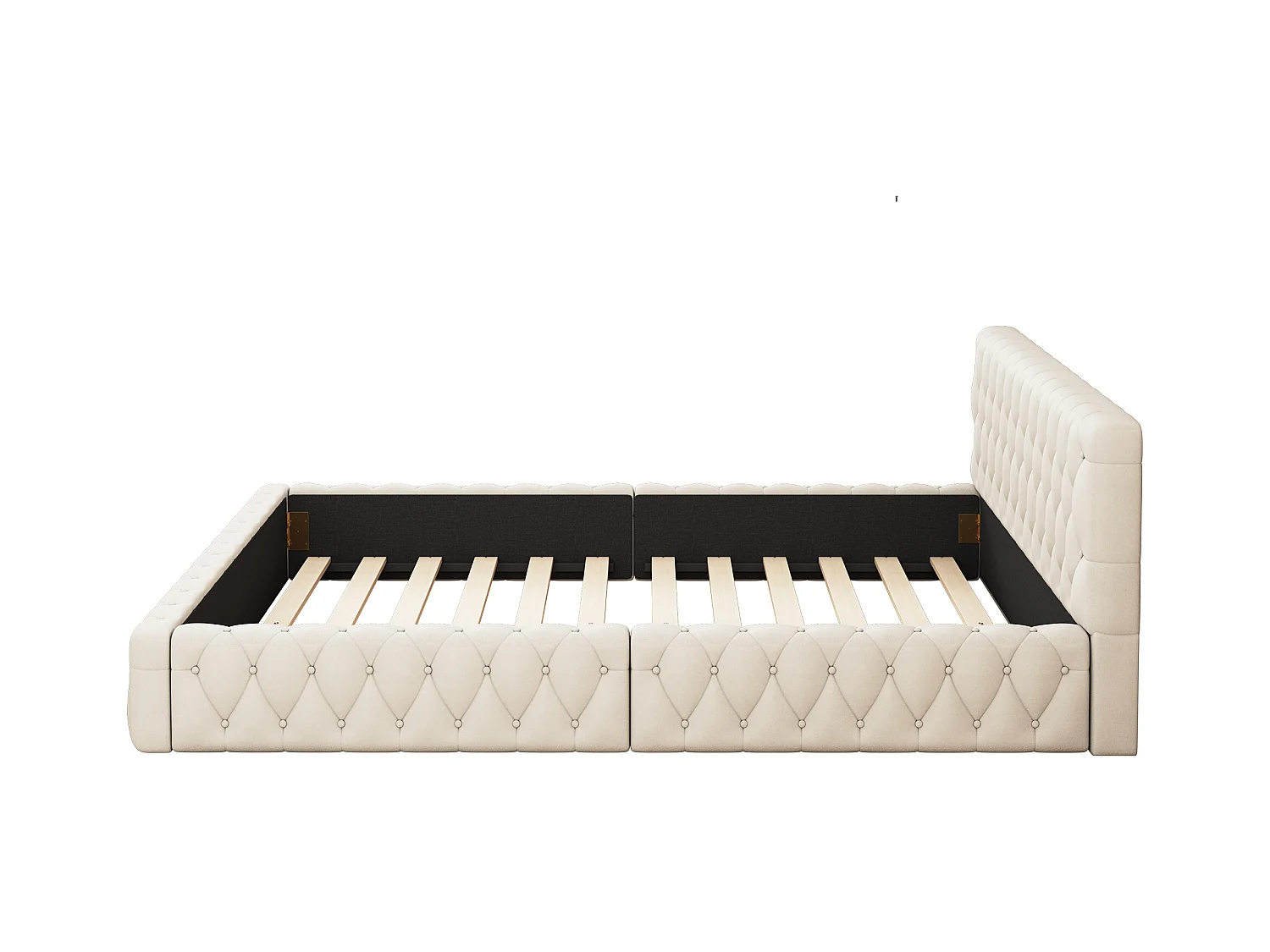 Lit adulte 140x200 cm beige, lit adulte en velours, sans matelas