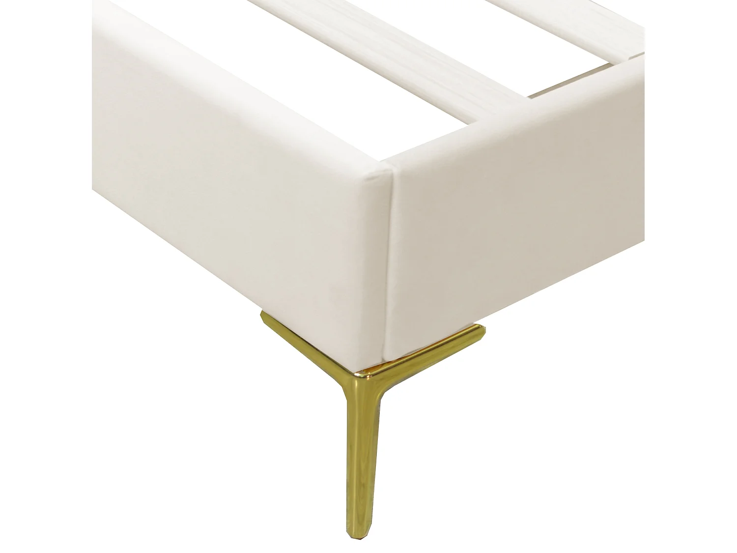 Lit adulte 140 x 200 cm -Lit double avec tête de lit et sommier à lattes - Tissu velours beige