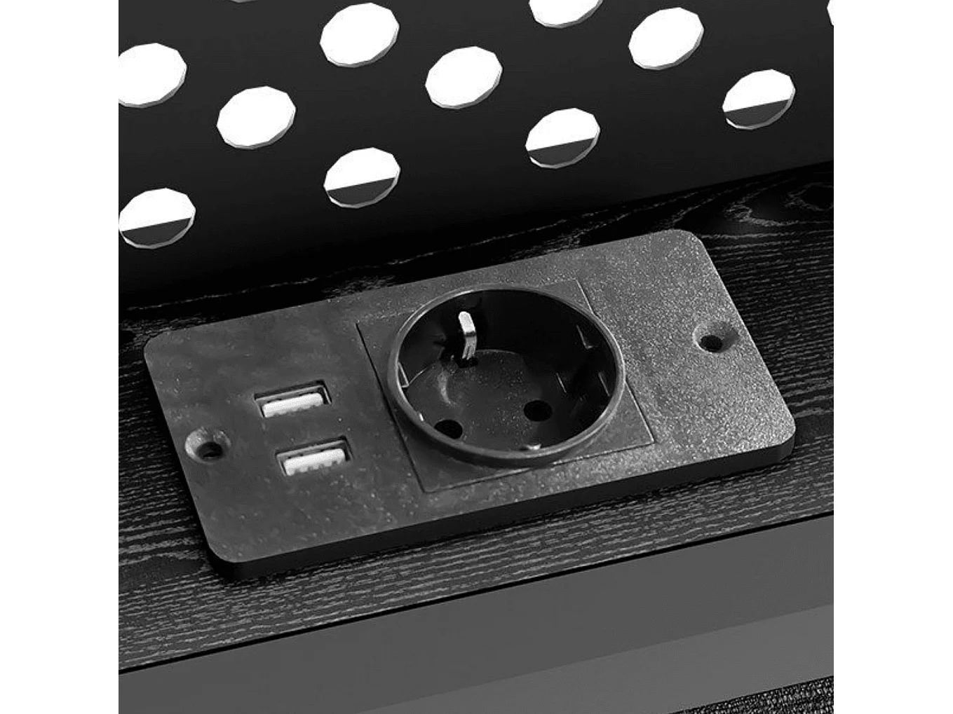 Lit adulte simple 90x200 cm noir avec USB, lit en métal, noir, sans matelas