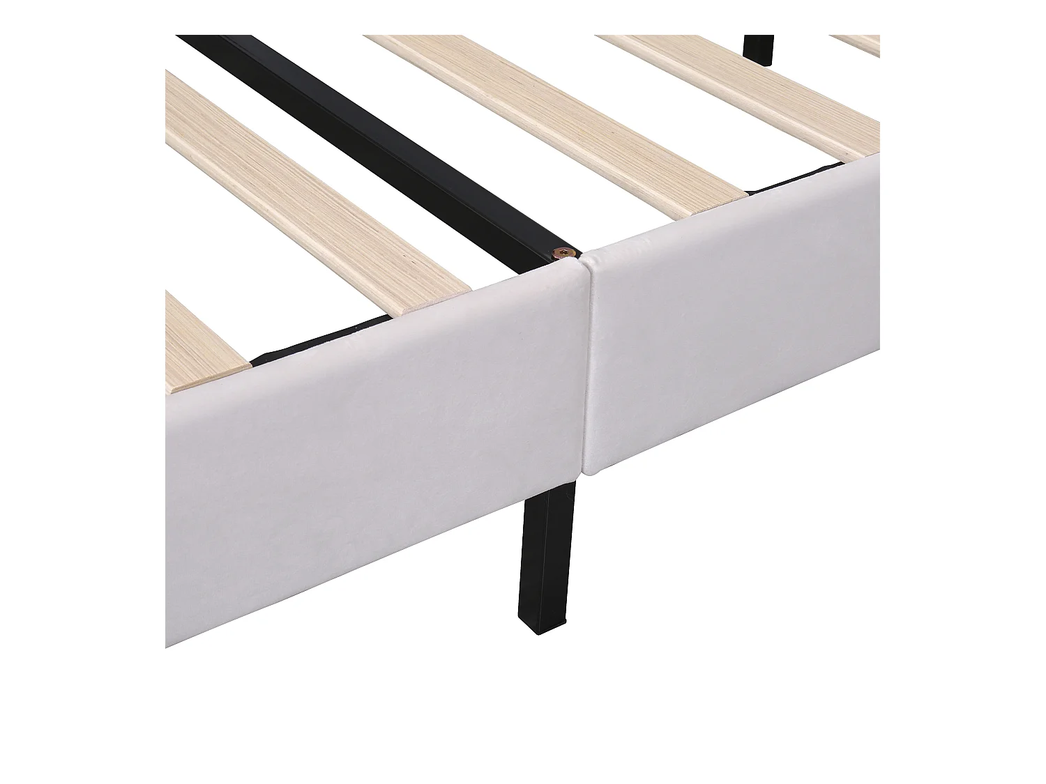 Lit enfant double 140x200cm beige, tête de lit fleurie en velours, sans matelas