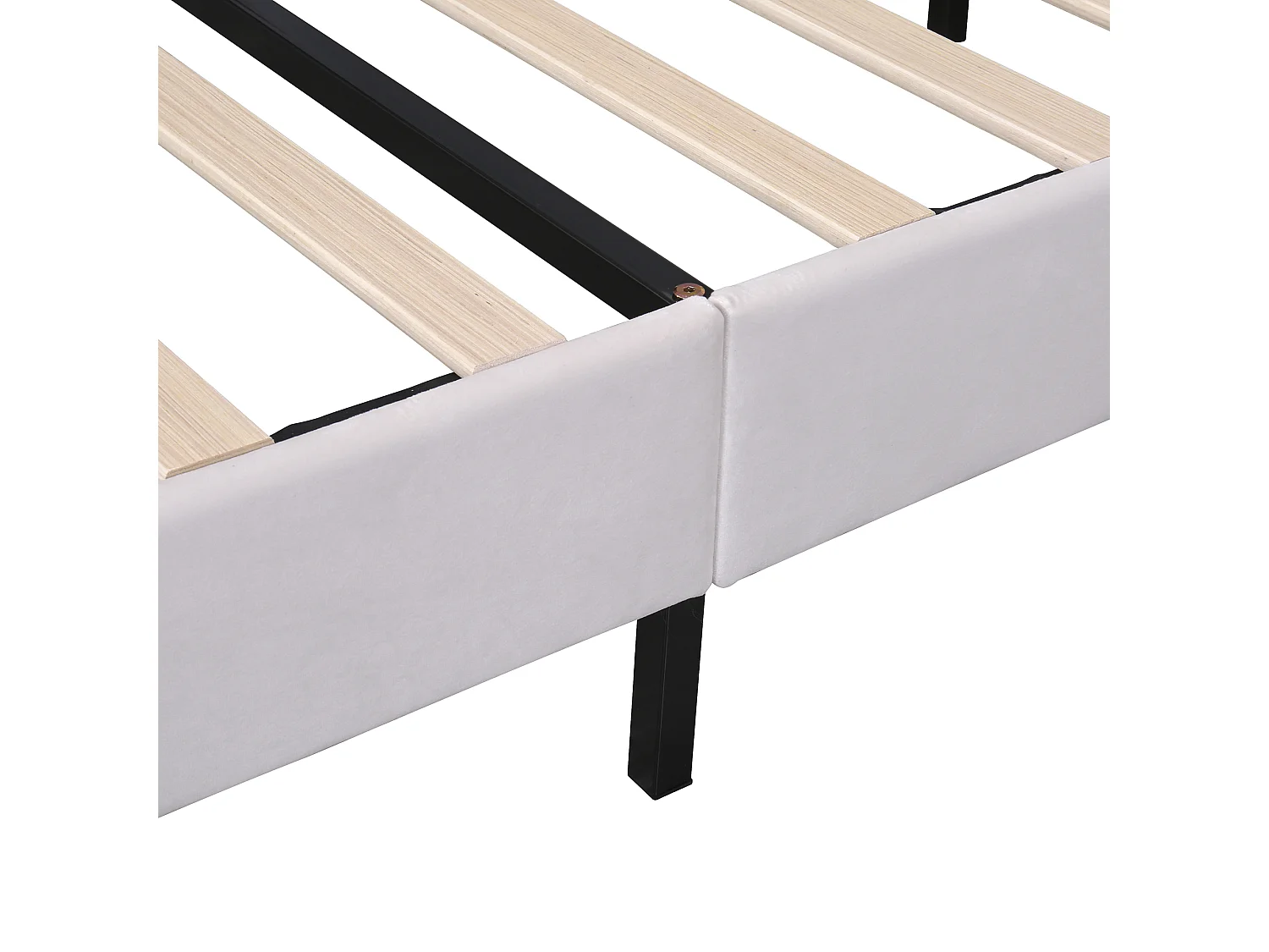 Lit enfant double 140x200cm beige, tête de lit fleurie en velours, sans matelas