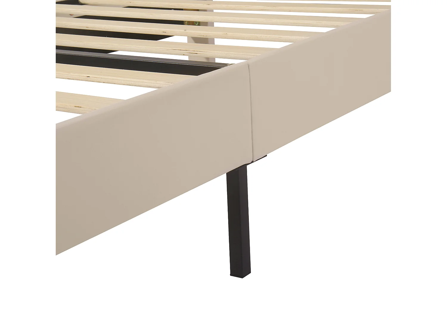 Lit simple 90x200 cm - Lit ado avec tête de lit relevable - Sommier à lattes bois - velours beige