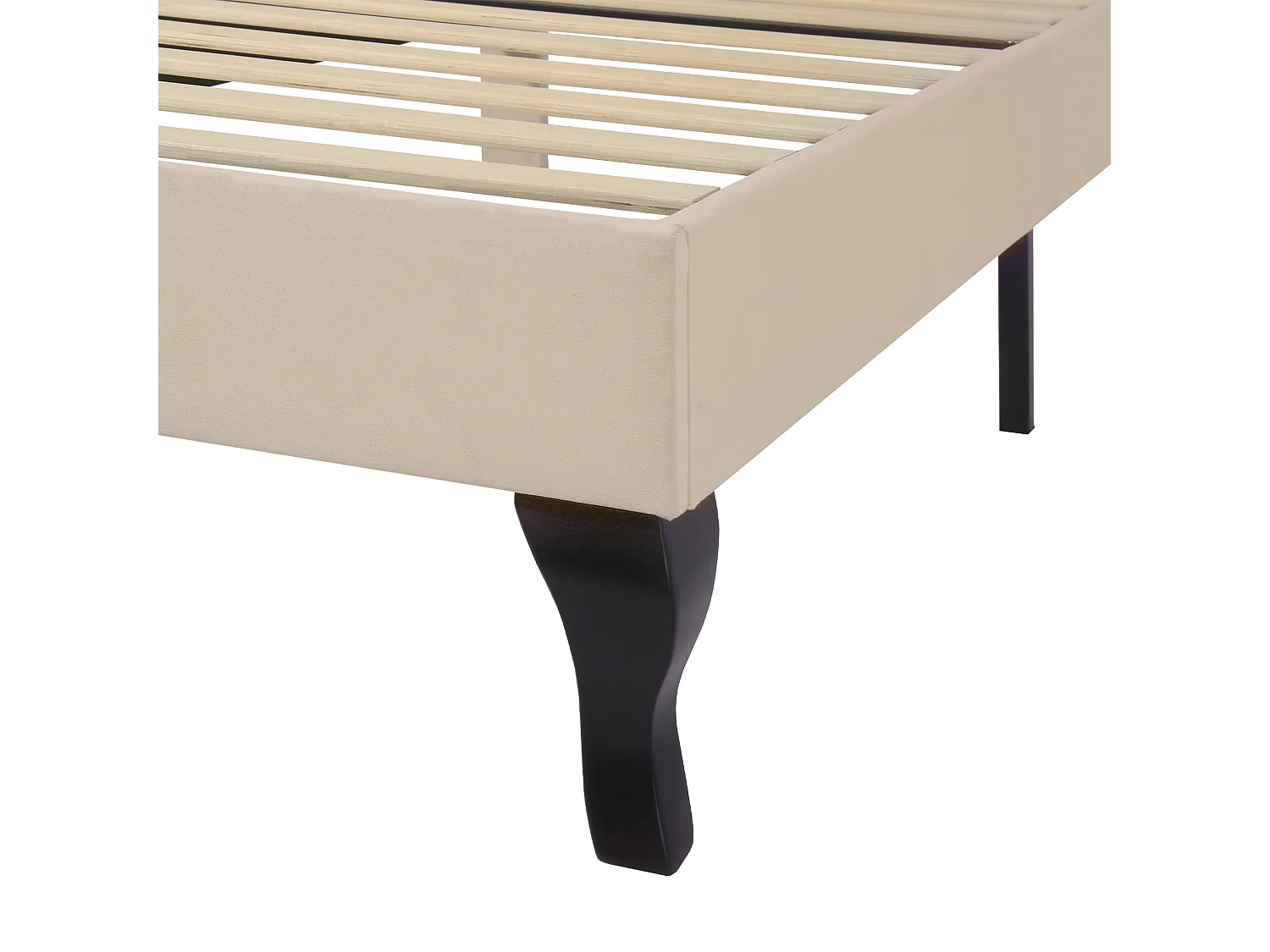 Lit simple 90x200 cm - Lit ado avec tête de lit relevable - Sommier à lattes bois - velours beige