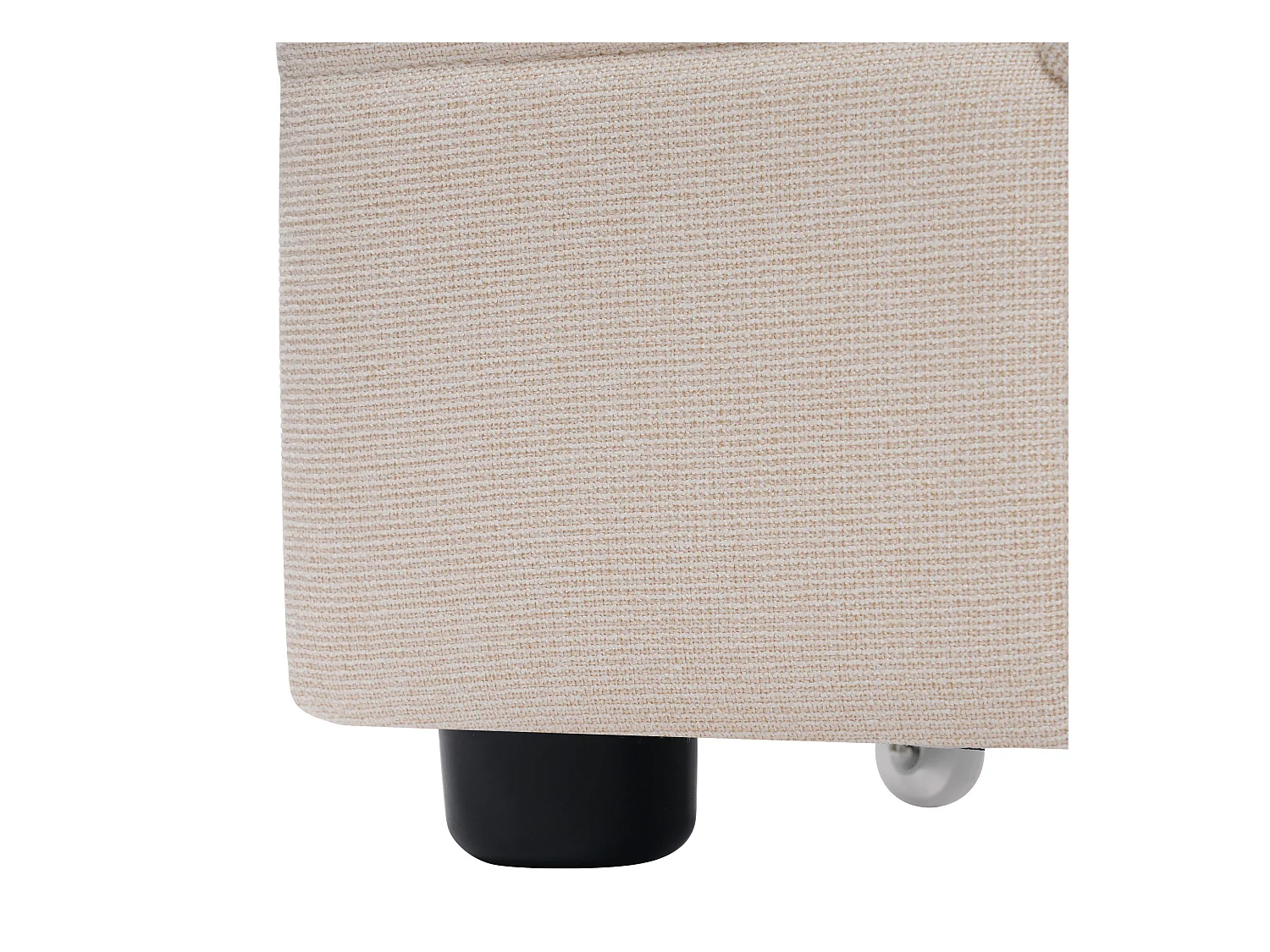 Lit simple 90x200 cm - Lit adulte avec éclairage LED et recharge USB - 2 tiroirs - lin beige