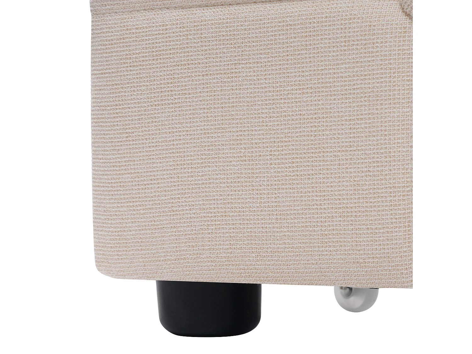 Lit simple 90x200 cm - Lit adulte avec éclairage LED et recharge USB - 2 tiroirs - lin beige