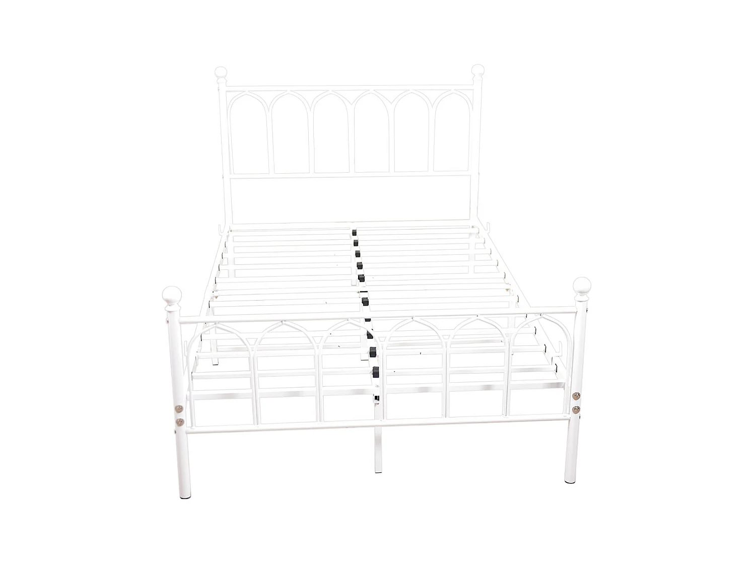 Lit enfant simple 90x200cm, lit en métal blanc, sans matelas