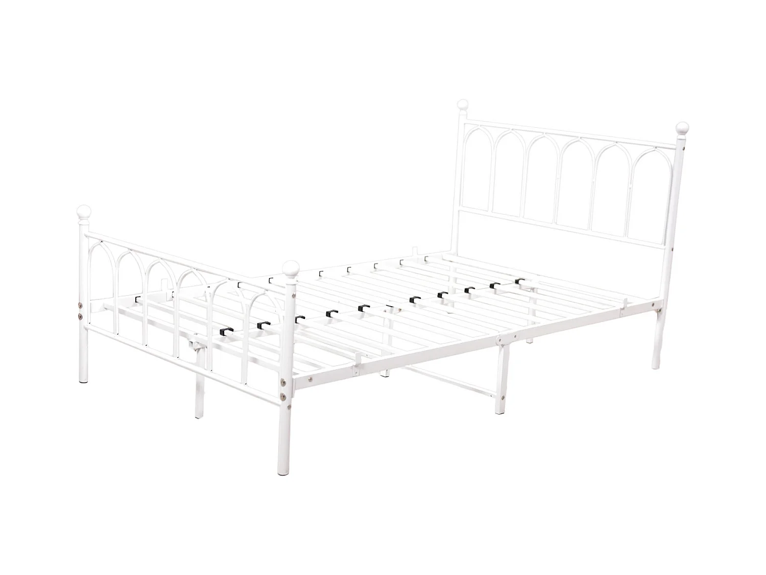 Lit enfant simple 90x200cm, lit en métal blanc, sans matelas
