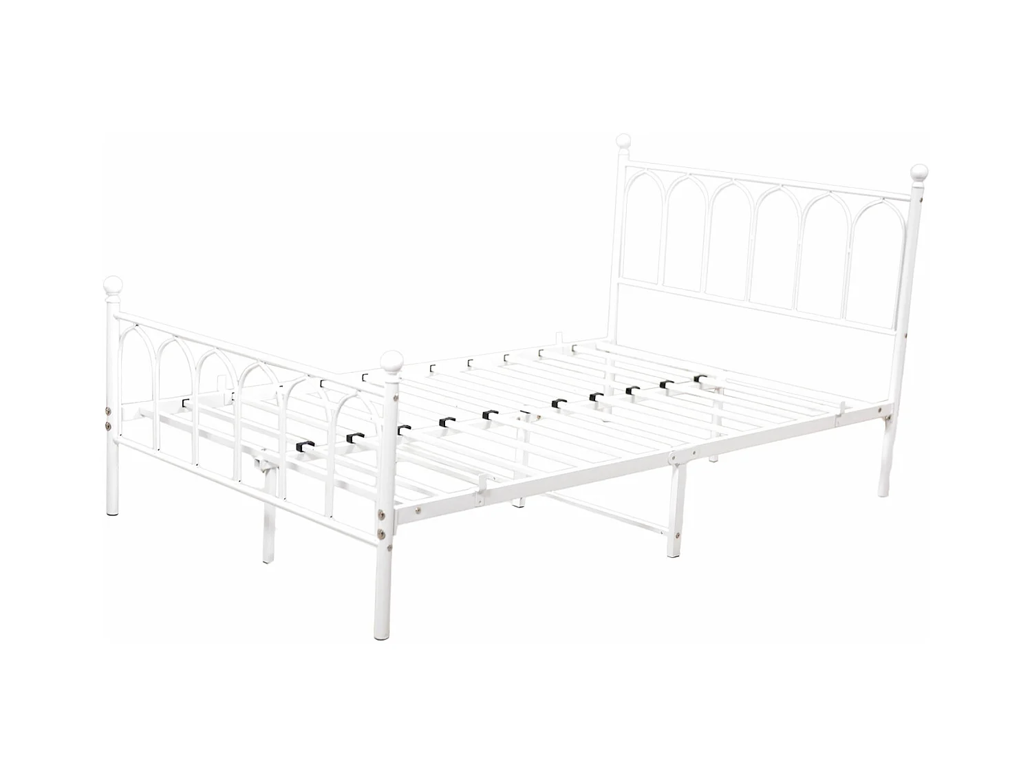 Lit enfant simple 90x200cm, lit en métal blanc, sans matelas