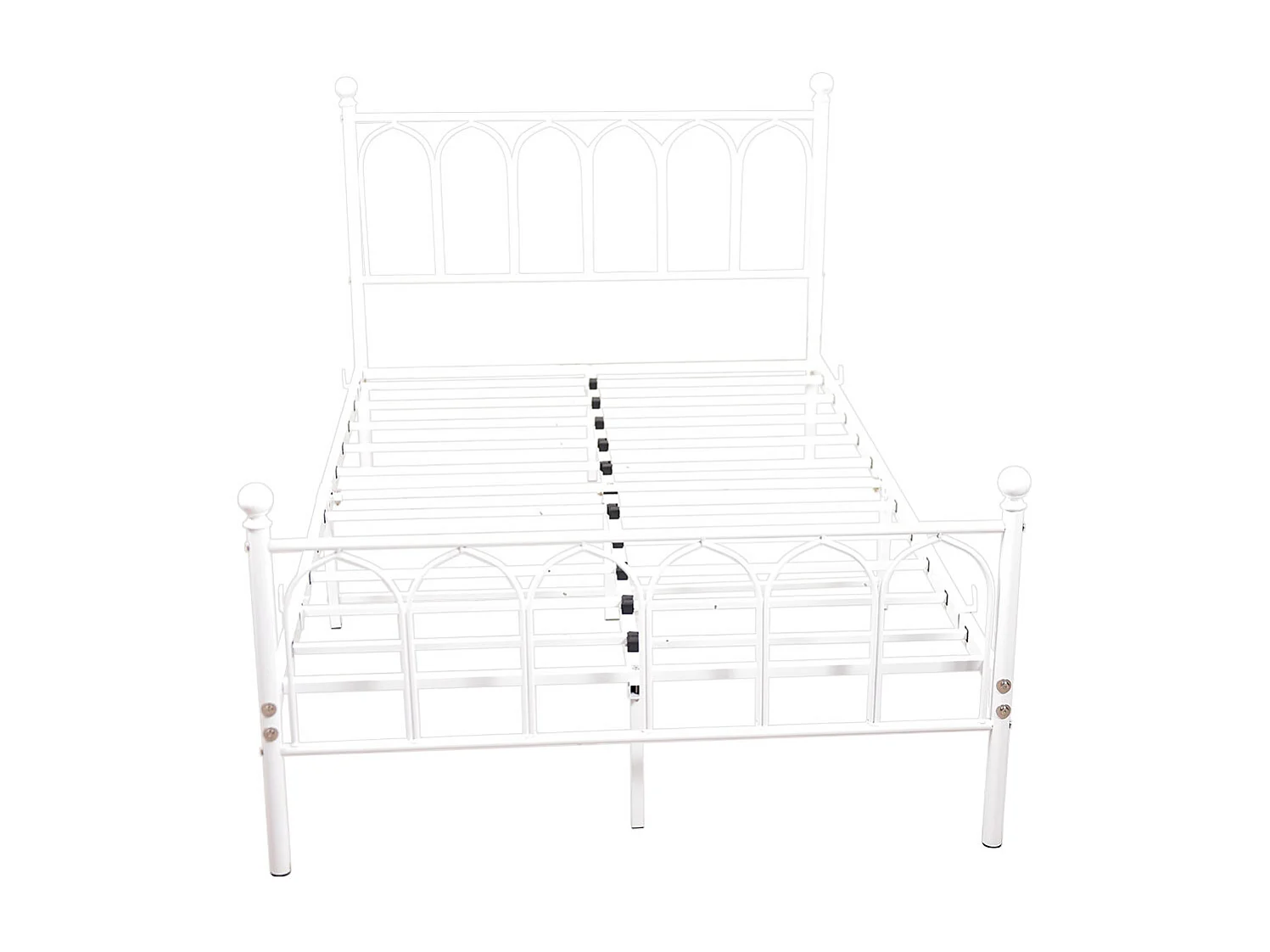 Lit enfant simple 90x200cm, lit en métal blanc, sans matelas