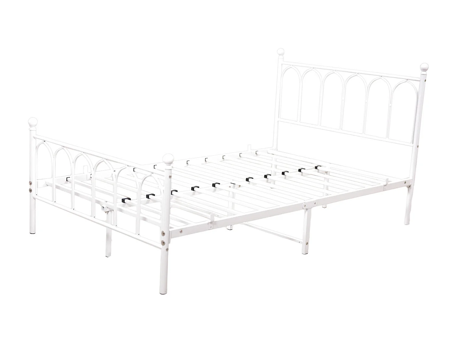 Lit enfant simple 90x200cm, lit en métal blanc, sans matelas