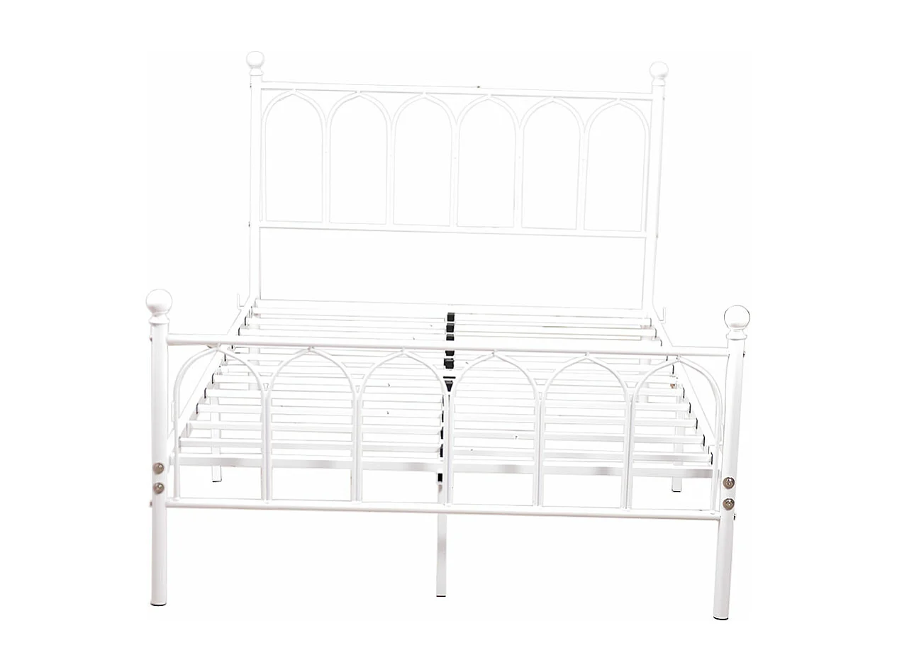 Lit enfant simple 90x200cm, lit en métal blanc, sans matelas