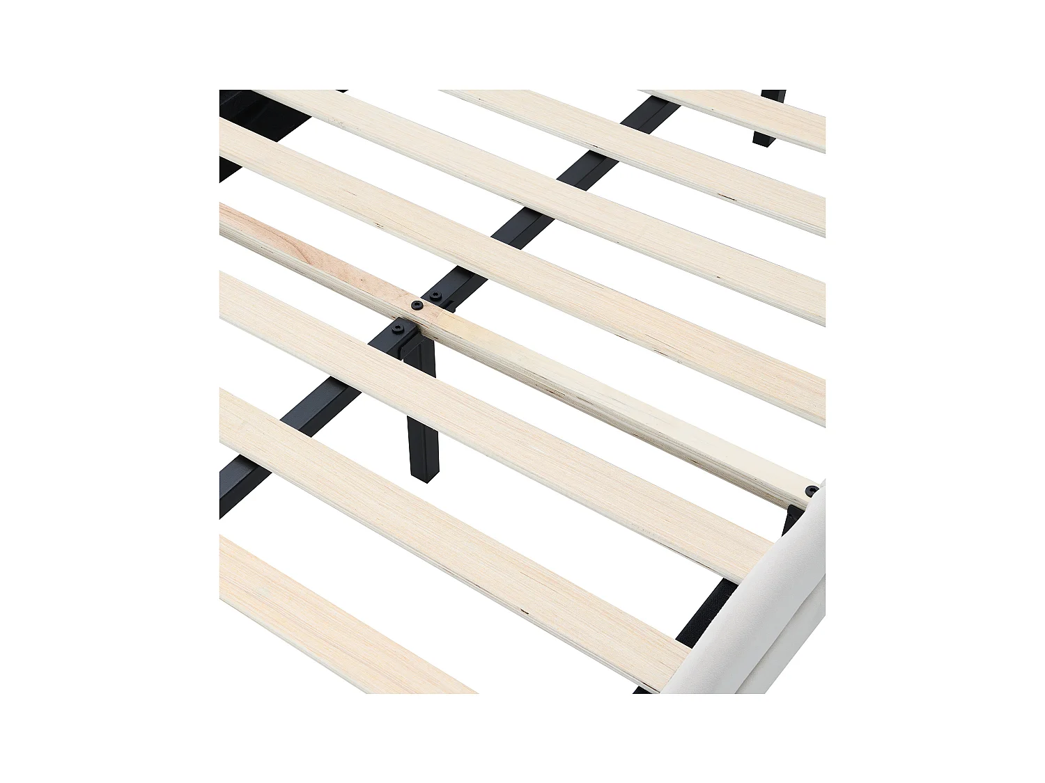 Lit simple 90x200 cm - Lit enfant avec tête de lit nuage et bande lumineuse LED - velours beige