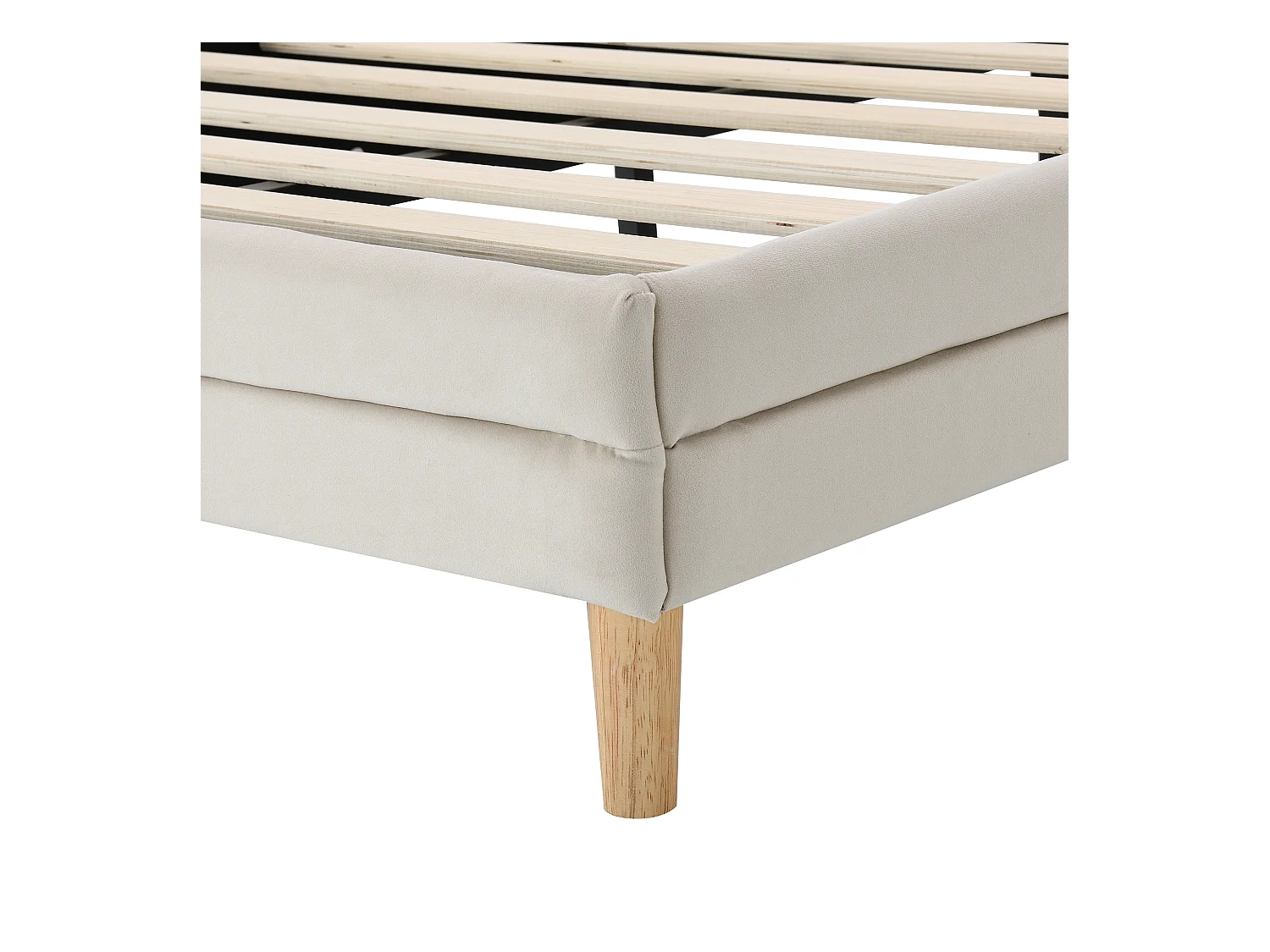 Lit simple 90x200 cm - Lit enfant avec tête de lit nuage et bande lumineuse LED - velours beige