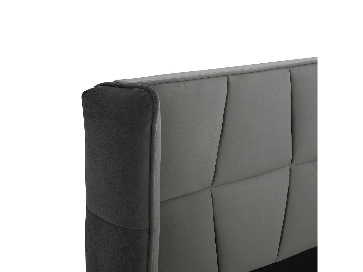 Lit double 140x200 cm - Lit adulte avec sommier à lattes en bois et tête de lit tapissée - velours gris