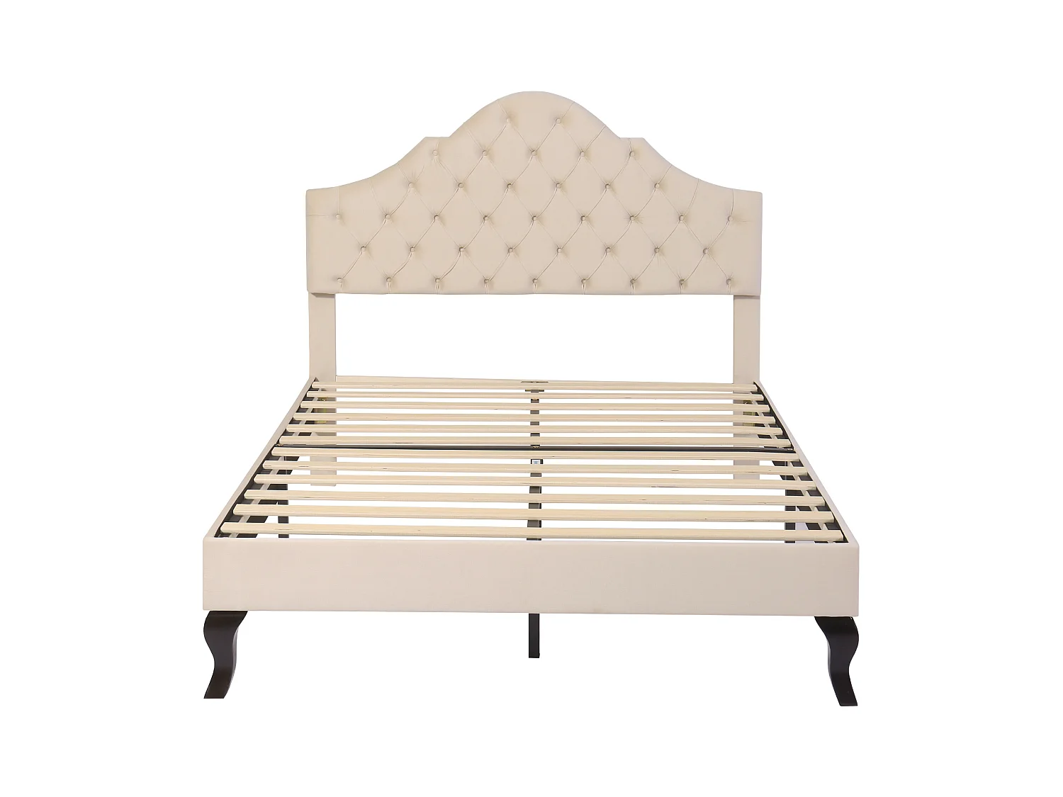 Lit adulte 140x190 cm - Lit ado avec tête de lit réglable et sommier à lattes - velours beige