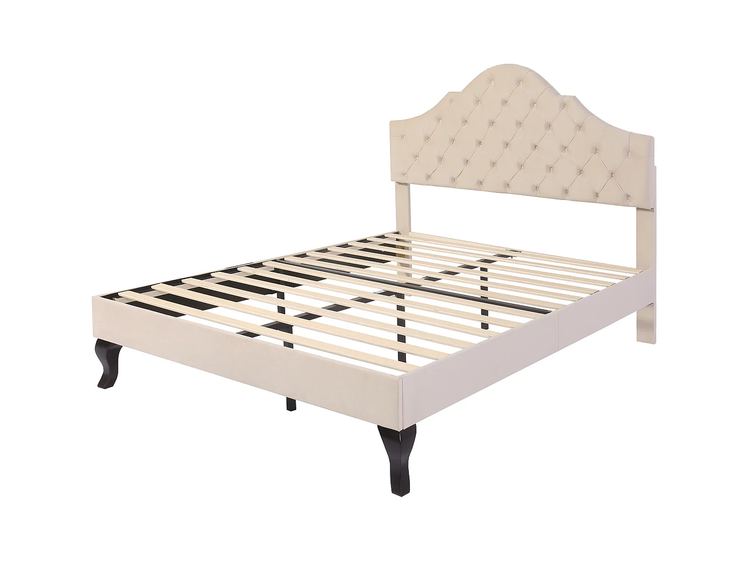 Lit adulte 140x190 cm - Lit ado avec tête de lit réglable et sommier à lattes - velours beige