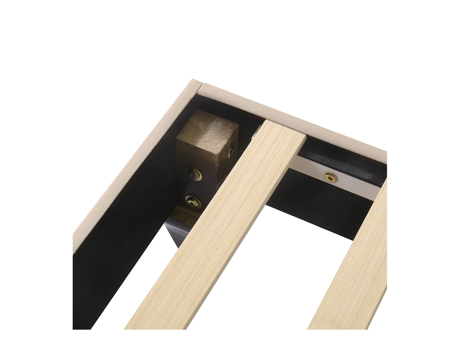 Lit adulte 140x190 cm - Lit ado avec tête de lit réglable et sommier à lattes - velours beige