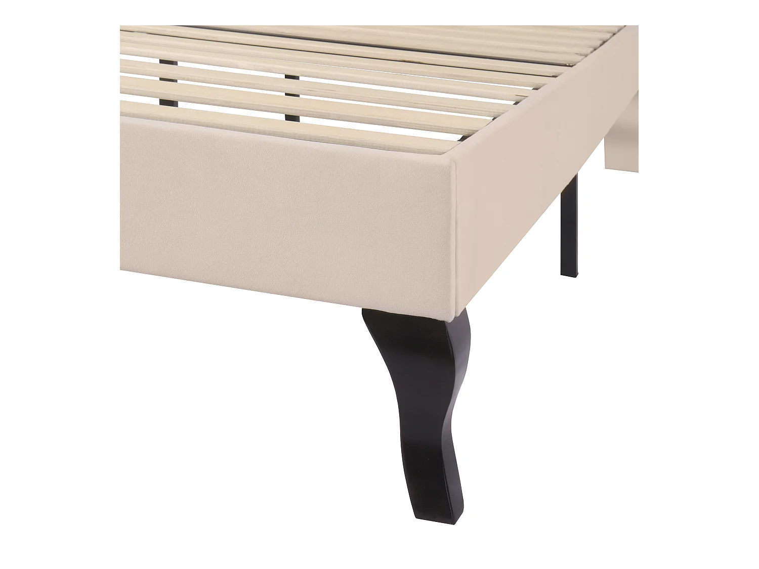 Lit adulte 140x190 cm - Lit ado avec tête de lit réglable et sommier à lattes - velours beige