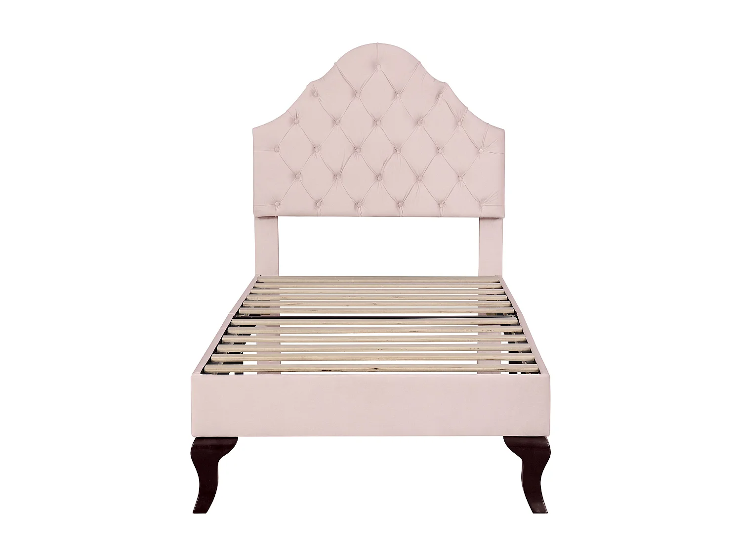 Lit simple 90x200 cm - Lit ado avec tête de lit réglable et sommier à lattes - velours rose