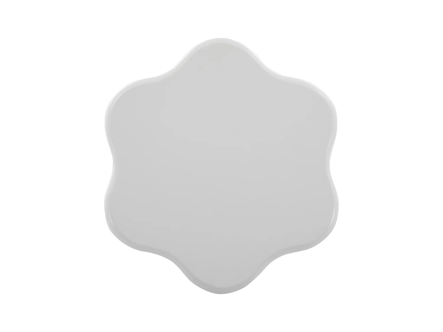 Table basse 80x72x32cm en forme de fleur avec 3 pieds épais, MDF, corps en blanc laqué