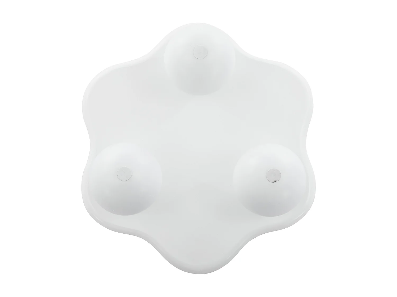 Table basse 80x72x32cm en forme de fleur avec 3 pieds épais, MDF, corps en blanc laqué