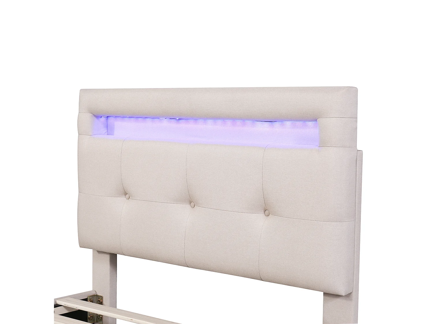 Letto singolo 90x200 cm - Letto per ragazzi con illuminazione a LED - 2 cassetti contenitore - lino beige