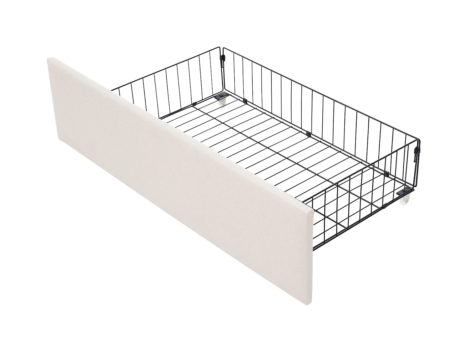 Lit simple 90x200 cm - Lit ado avec 2 tiroirs et tête de lit réglable - Éclairage LED - beige