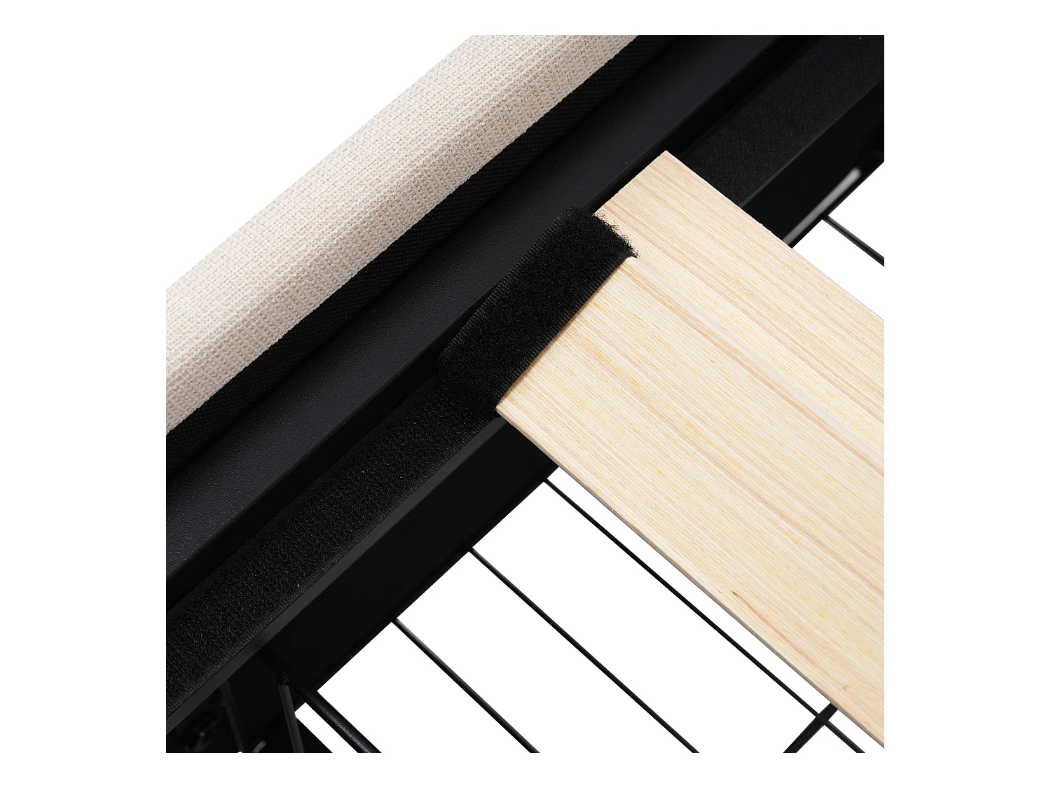 Lit simple 90x200 cm - Lit ado avec 2 tiroirs et tête de lit réglable - Éclairage LED - beige