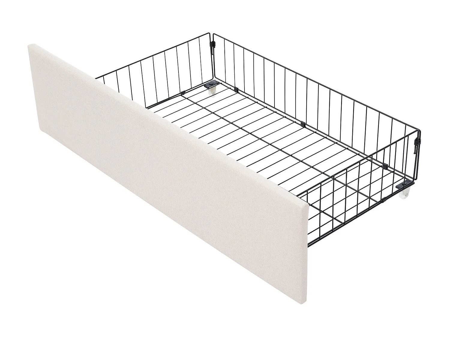 Lit simple 90x200 cm - Lit ado avec 2 tiroirs et tête de lit réglable - Éclairage LED - beige