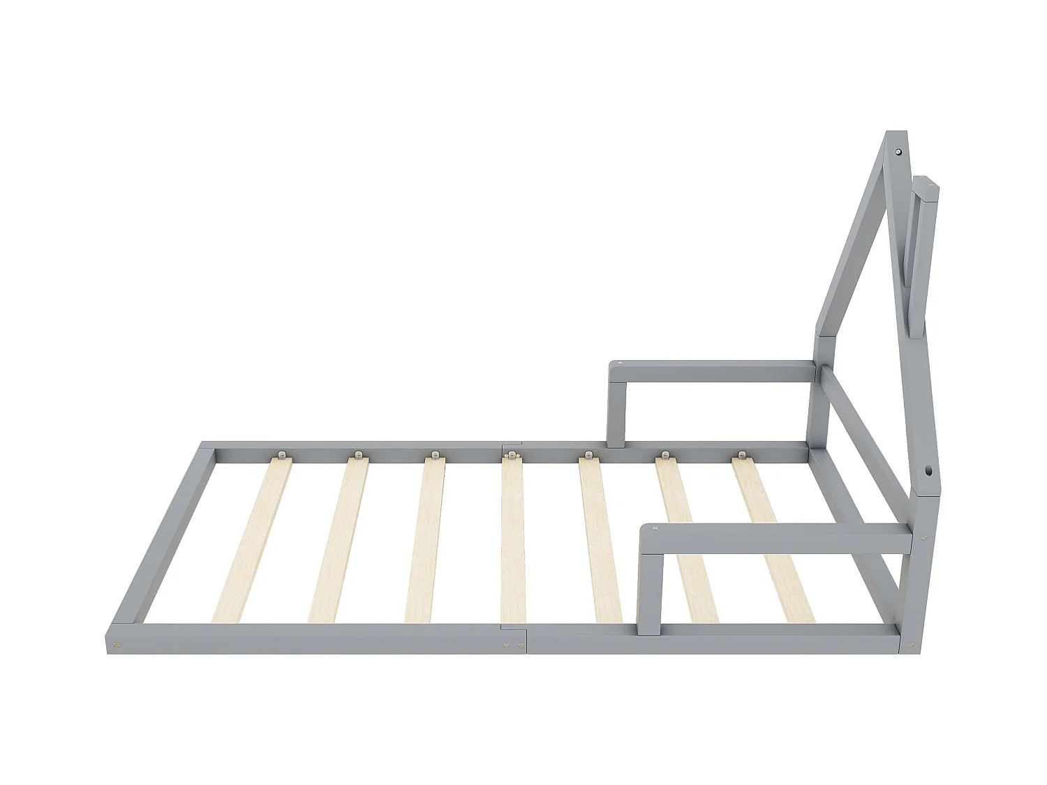 Lettino per bambini 90x200 cm - Letto singolo con rete a doghe - Pino - grigio - senza materasso