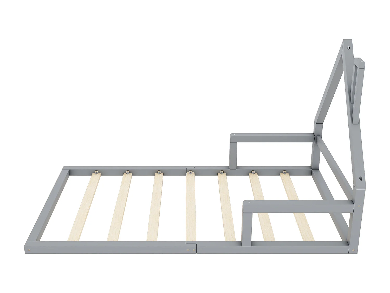 Lettino per bambini 90x200 cm - Letto singolo con rete a doghe - Pino - grigio - senza materasso