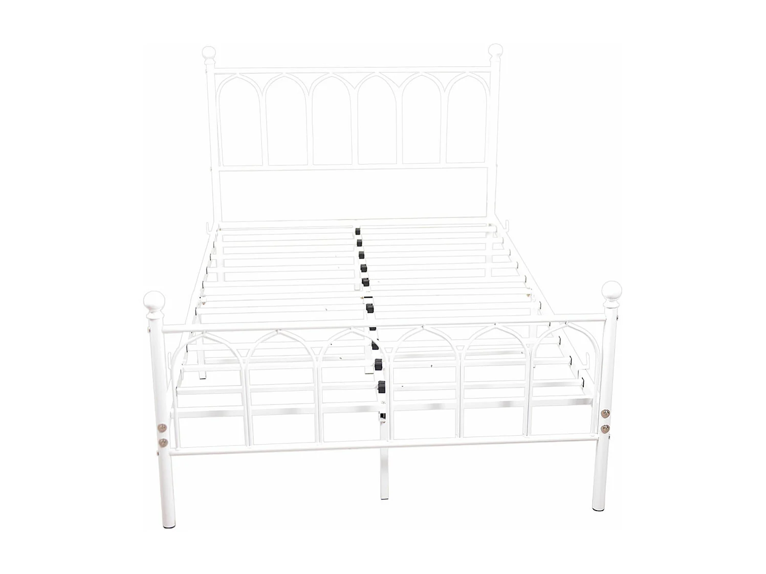 Lit enfant double 140x200cm, lit en métal blanc, sans matelas