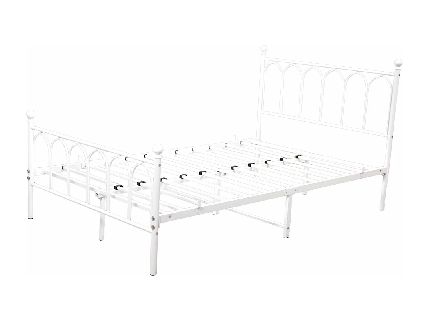 Lit enfant double 140x200cm, lit en métal blanc, sans matelas