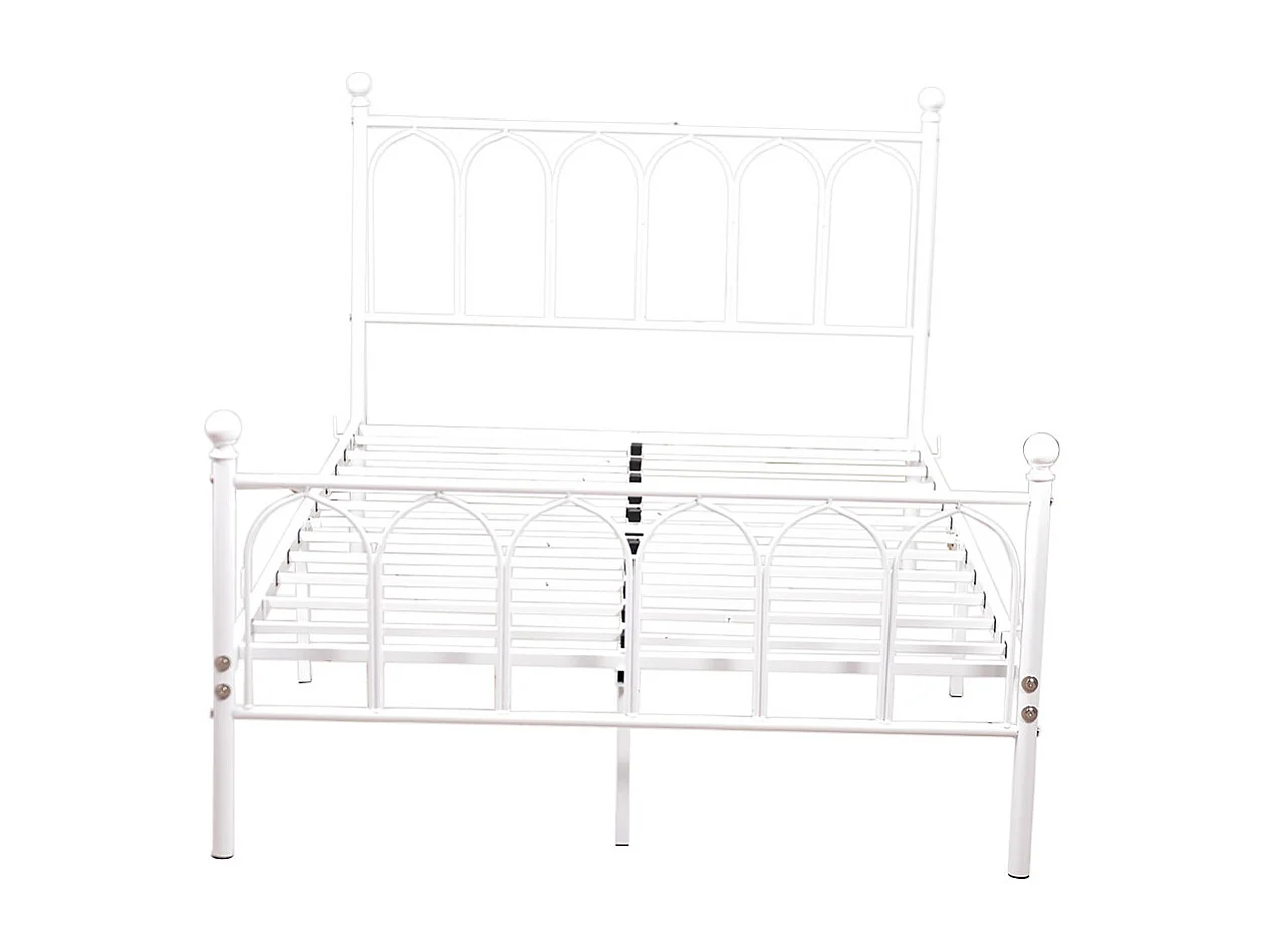 Lit enfant double 140x200cm, lit en métal blanc, sans matelas