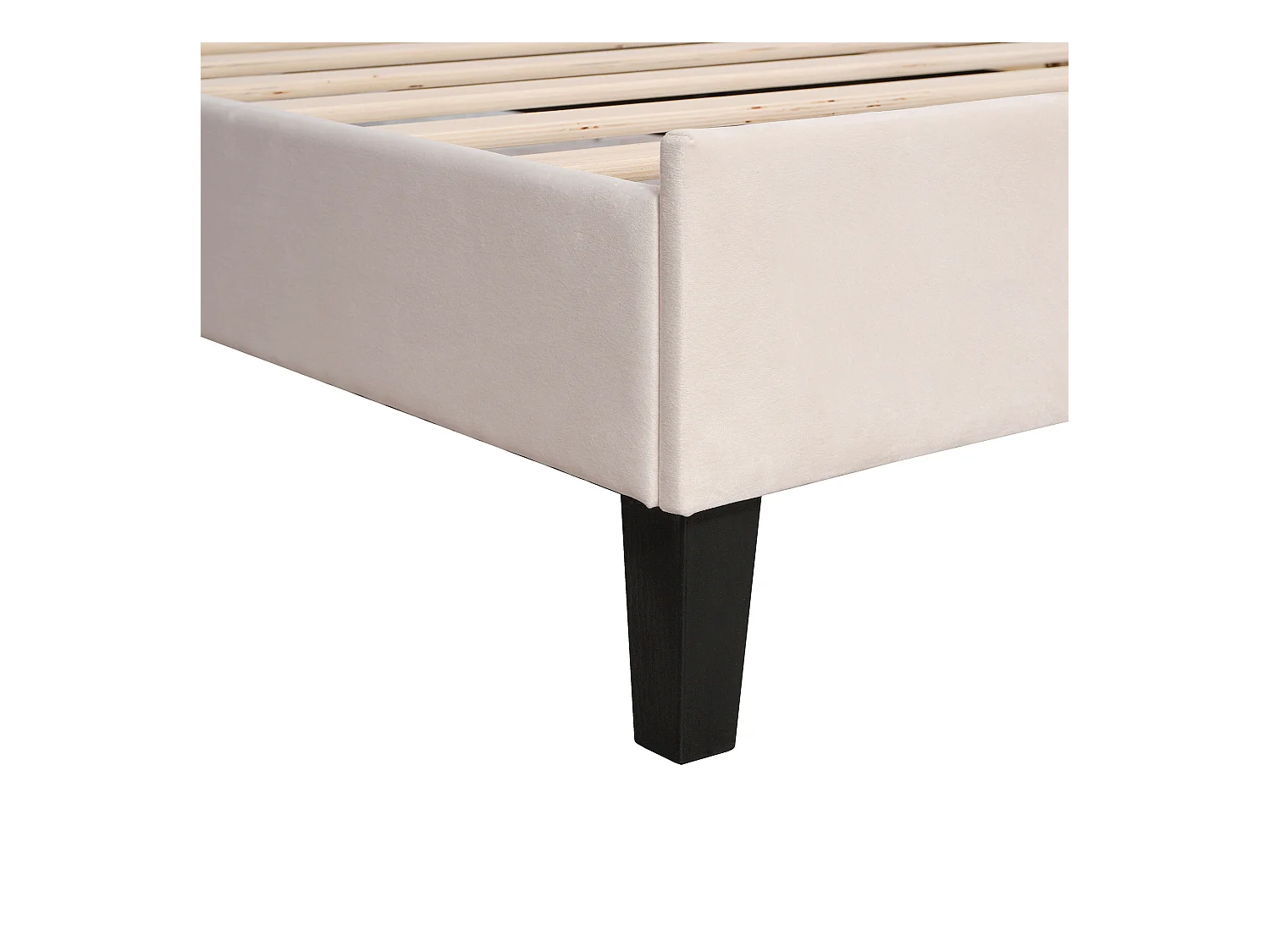 Lit simple 90x200 cm - Lit enfant avec tête de lit en forme de fleur et sommier à lattes - velours beige