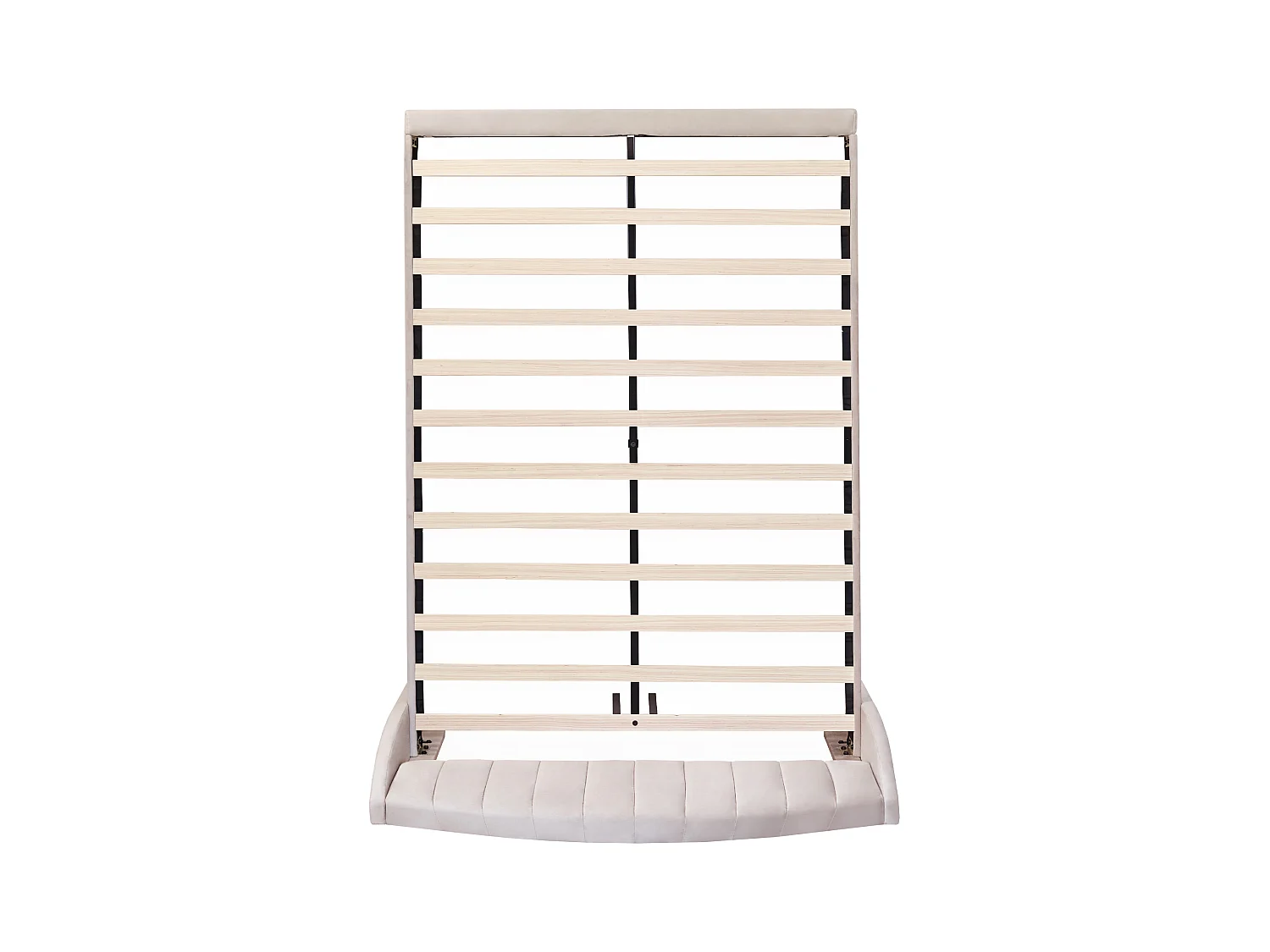 Lit adulte 140x190 cm - Lit double avec tête de lit et sommier à lattes en bois - velours beige