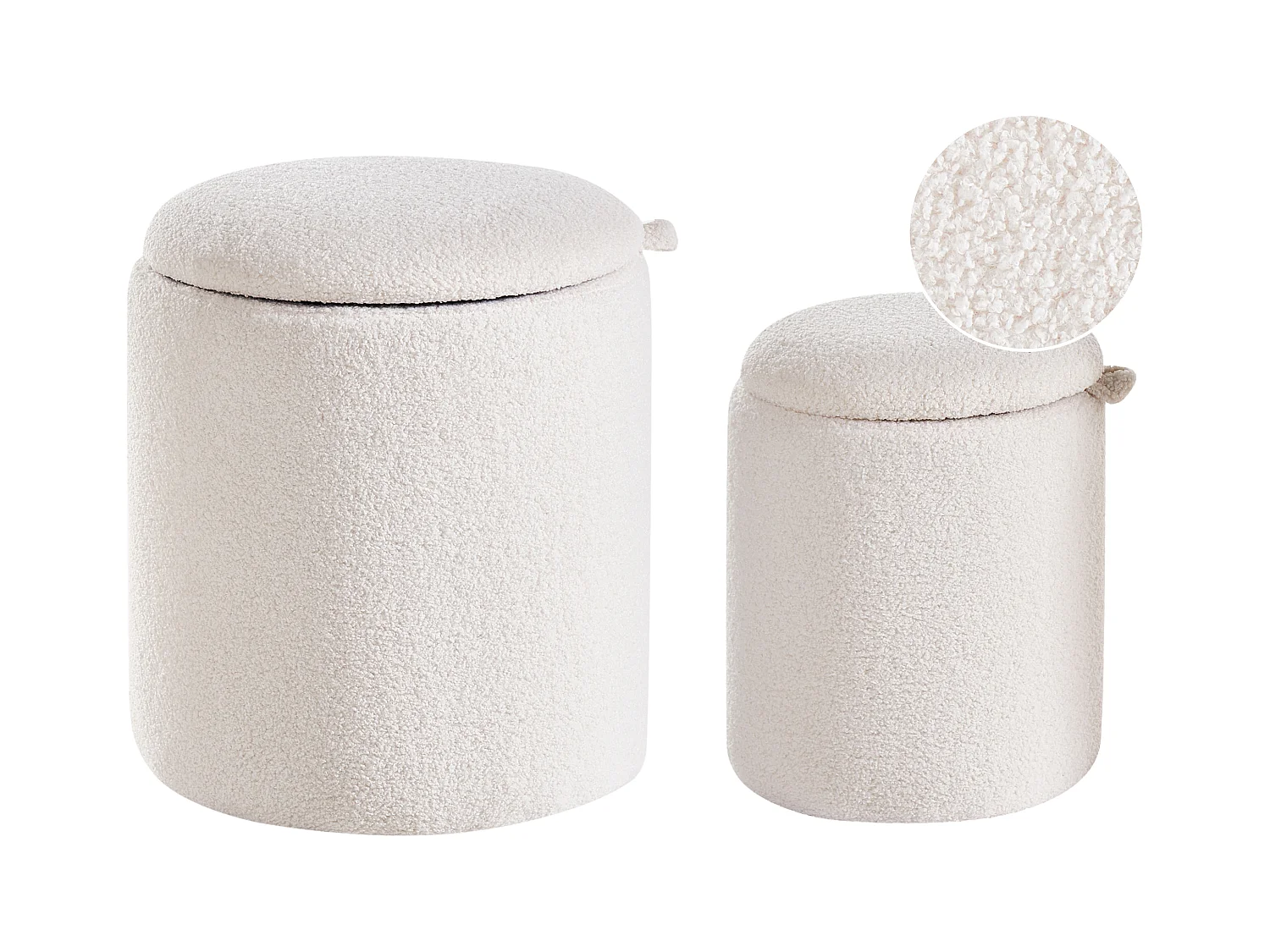 Set di 2 pouf contenitore BEREA Bouclé Bianco sporco 30/40 cm 30/40 cm 37/46 cm