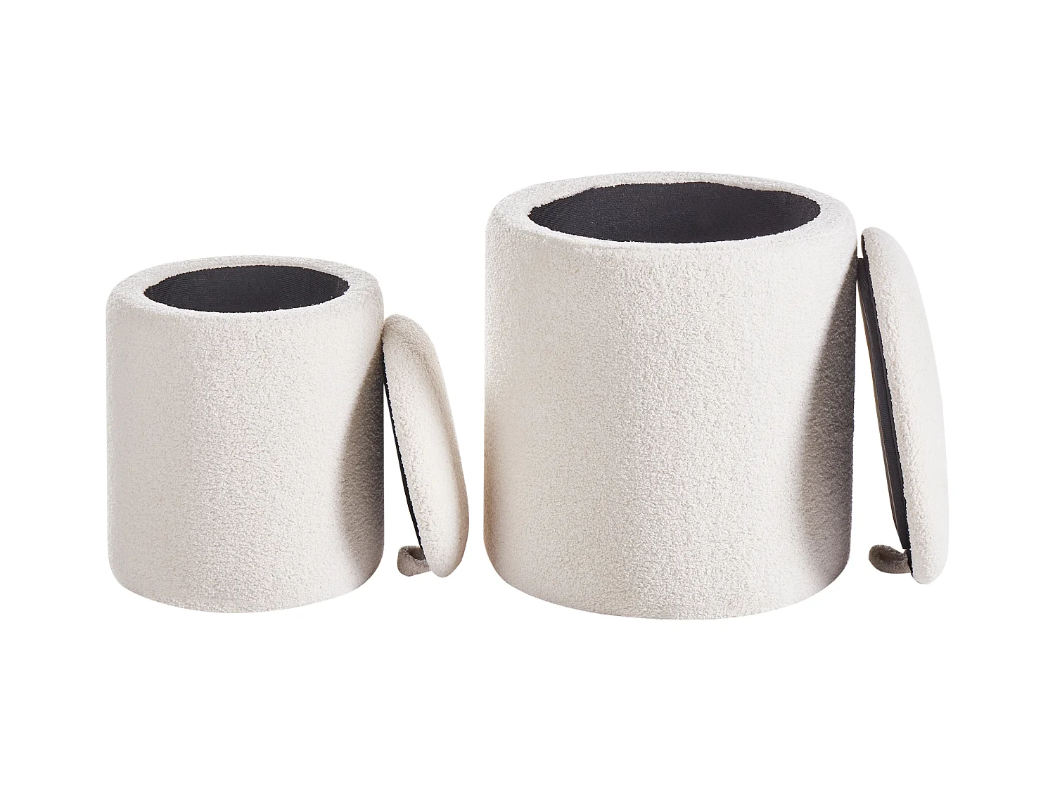 Set di 2 pouf contenitore BEREA Bouclé Bianco sporco 30/40 cm 30/40 cm 37/46 cm