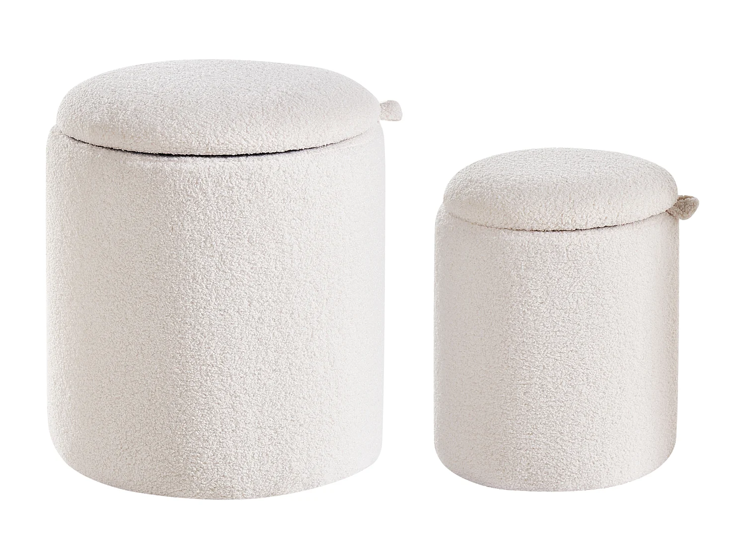 Set di 2 pouf contenitore BEREA Bouclé Bianco sporco 30/40 cm 30/40 cm 37/46 cm