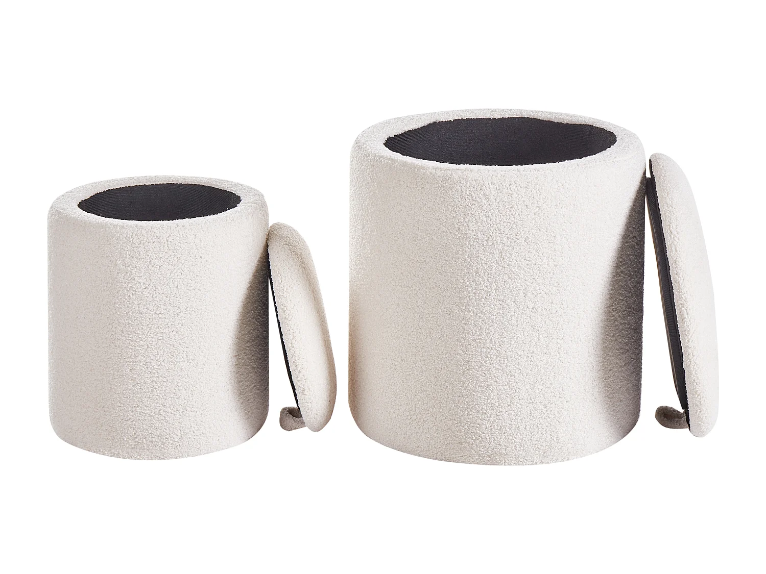 Set di 2 pouf contenitore BEREA Bouclé Bianco sporco 30/40 cm 30/40 cm 37/46 cm